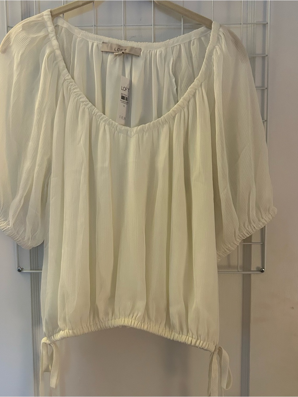 LOFT Women's Cream Peasant Blouse